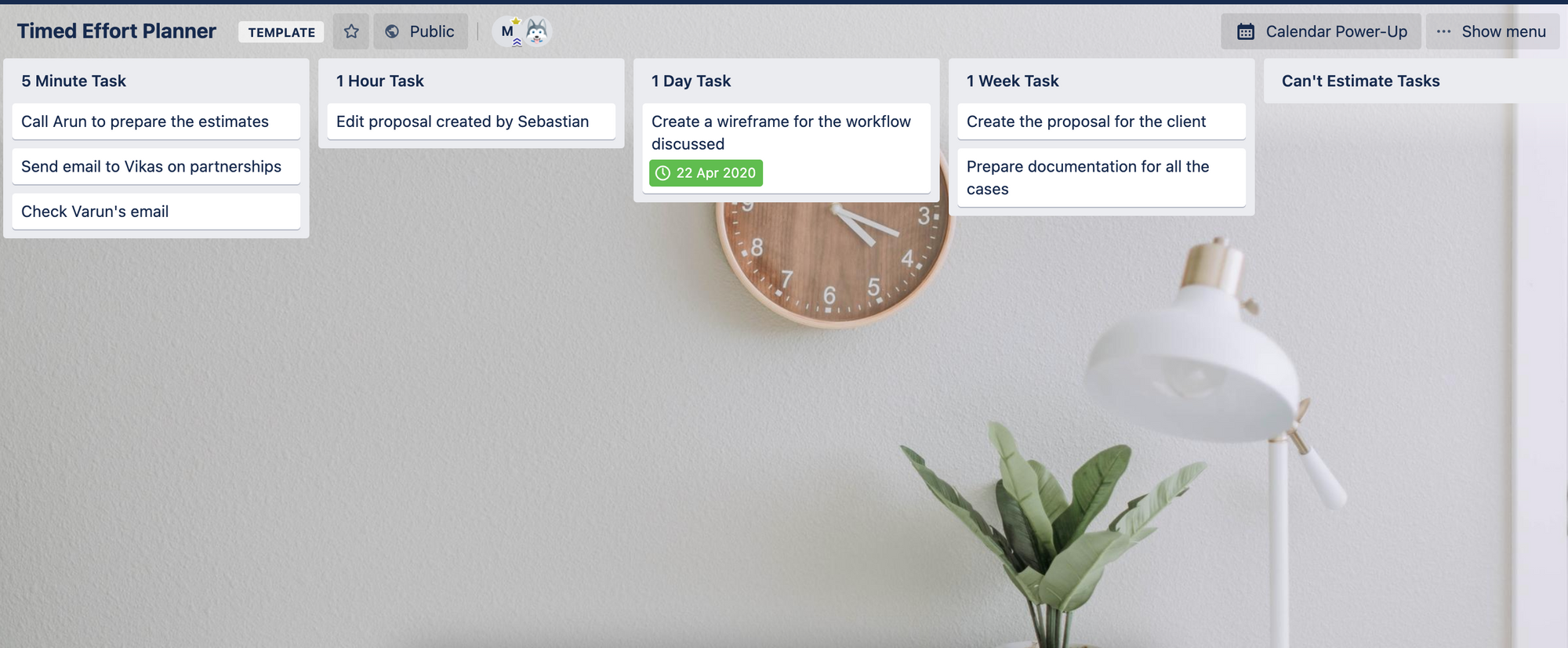 Time Management Trello board